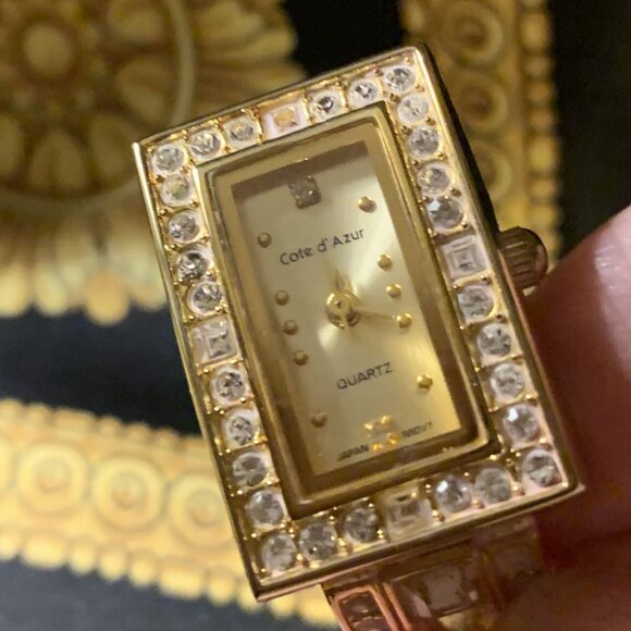 PRICE DROP. Cote D’Azur “Diamond-Crystal” Gold-tone Women’s Watch - Picture 1 of 5